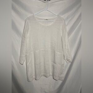 Elegant Linen White Women's Tunic Top